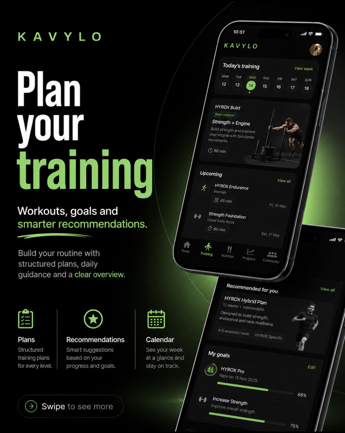 KAVYLO training planning, calendar and goals